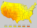 chart of solar radiation for the United States